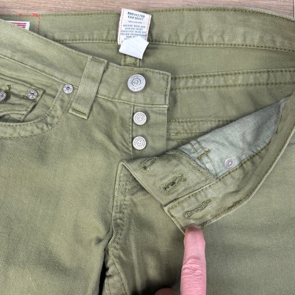 NWT True Religion Military Green Y2K Jordan Straight Leg Boyfriend Jeans, Sz 26 - Picture 3 of 8